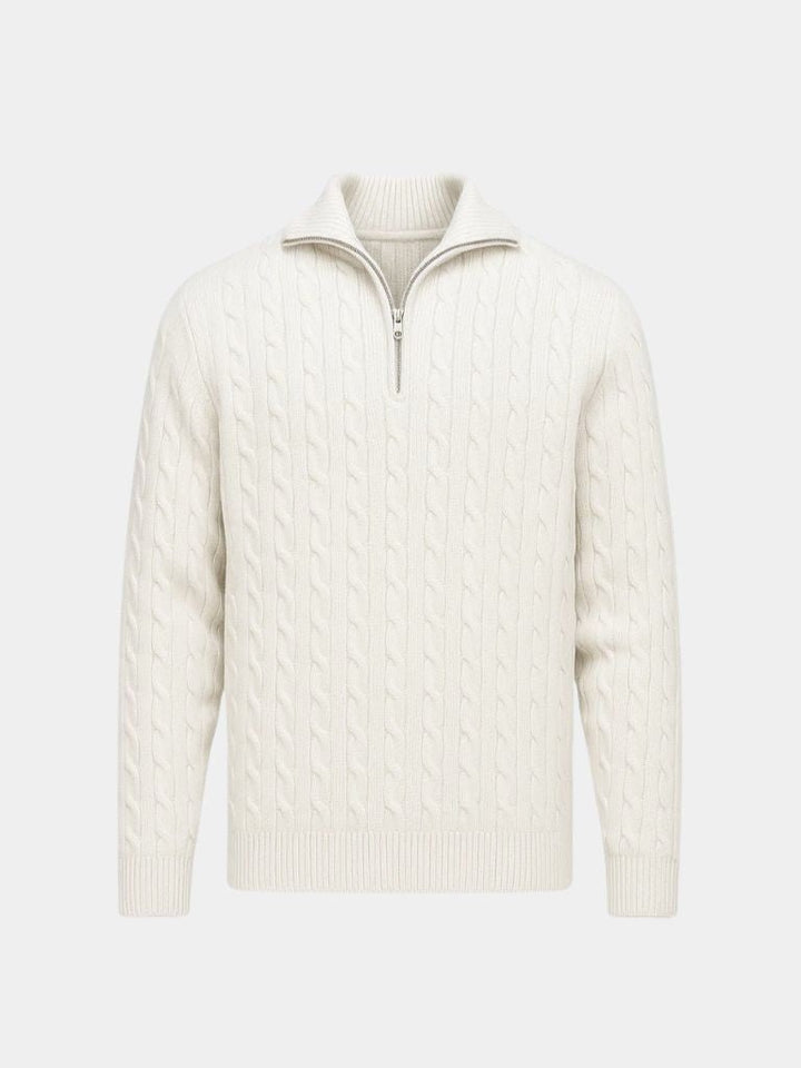Cable Knit Sweater with Zip