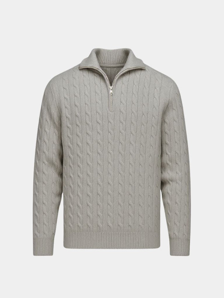 Cable Knit Sweater with Zip