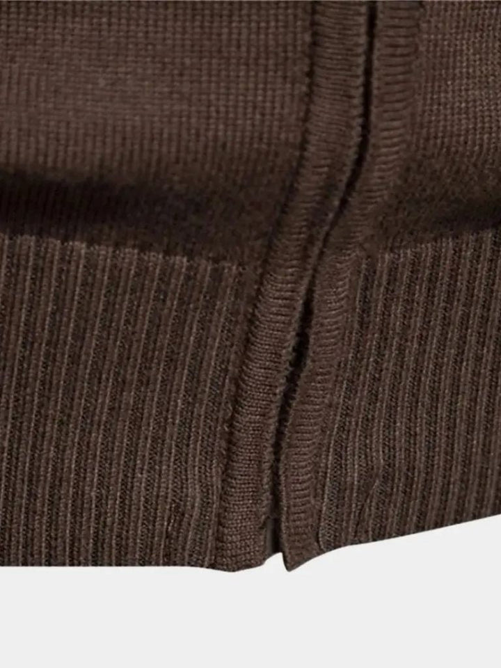 Cardigan Sweater with Zip and Stand-Up Collar