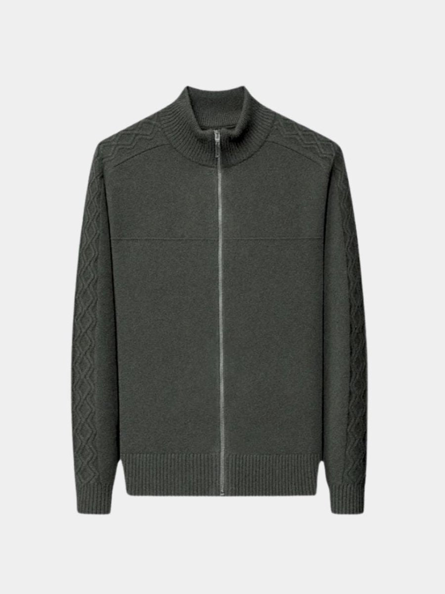 Zip Sweater with Knitted Roll Neck