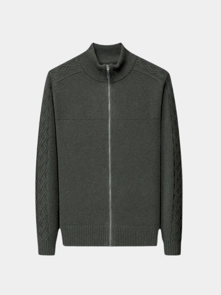 Zip Sweater with Knitted Roll Neck