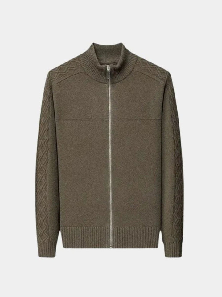 Zip Sweater with Knitted Roll Neck