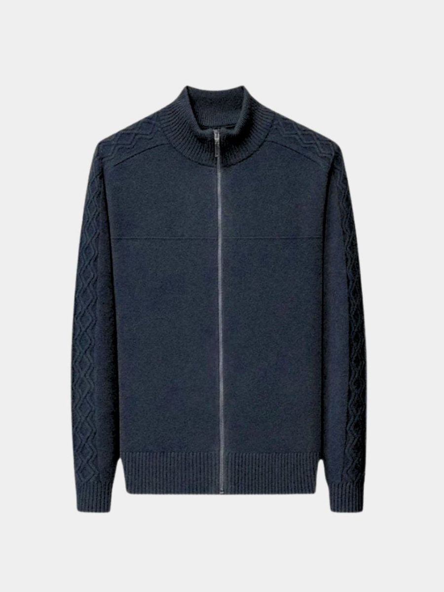 Zip Sweater with Knitted Roll Neck