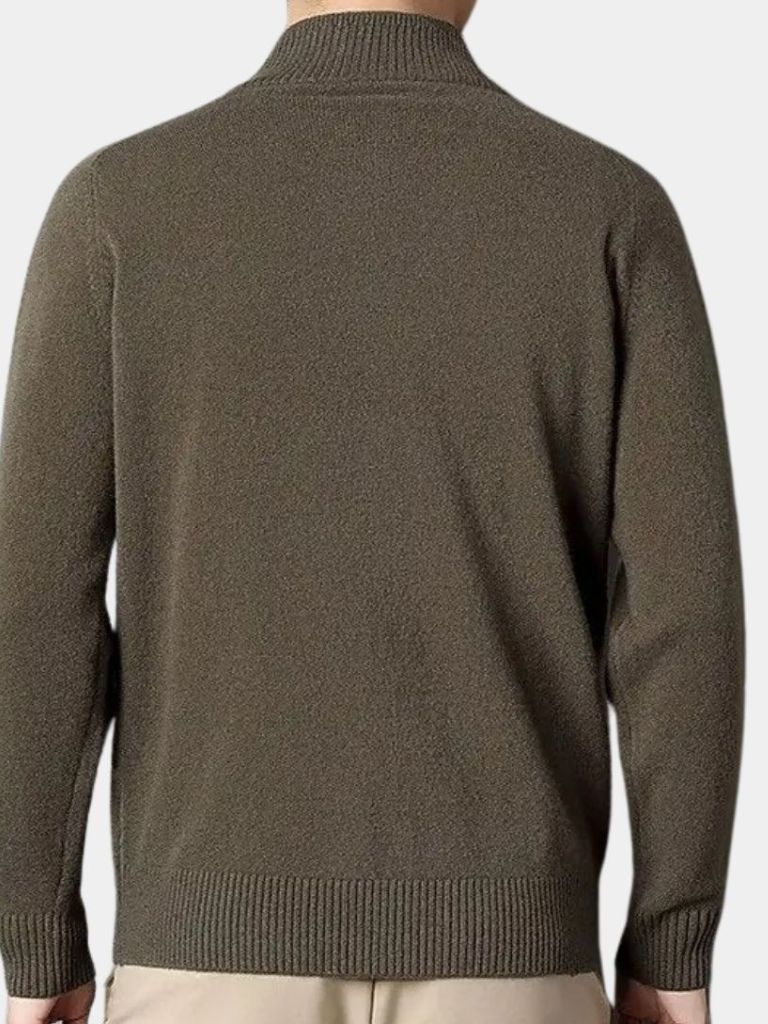 Zip Sweater with Knitted Roll Neck