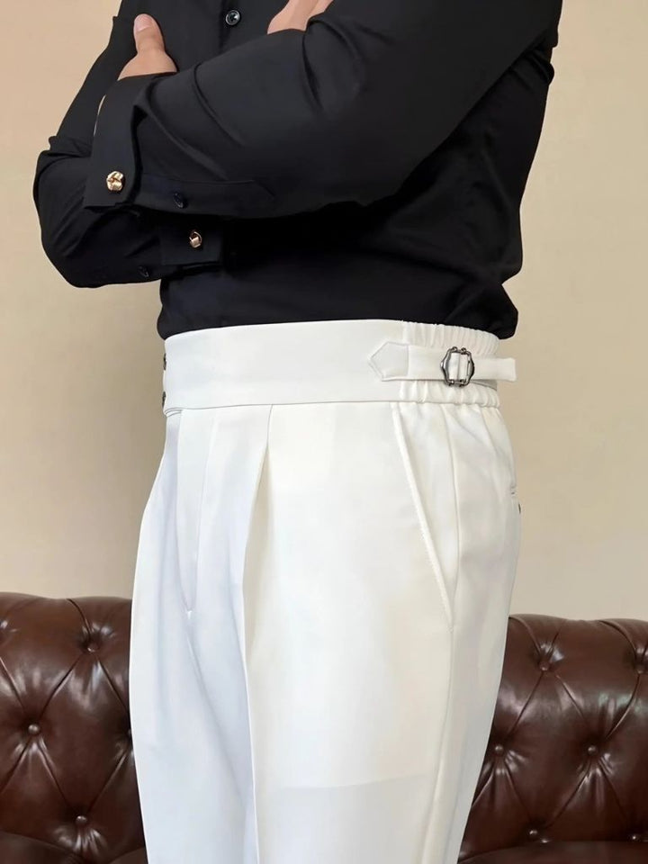 Classic Italian Stretch Trousers with Side Panels