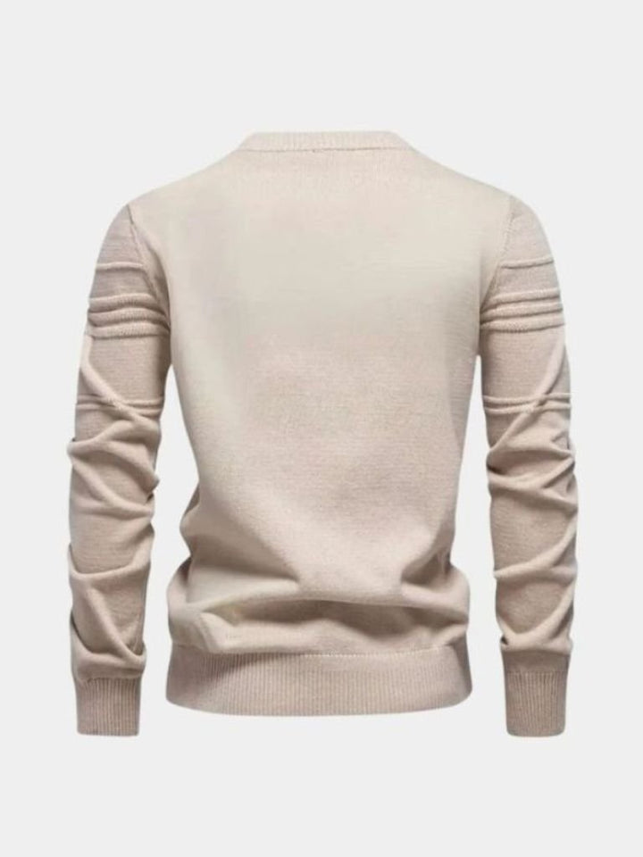 Striped Cotton Knit Sweater with Round Neck