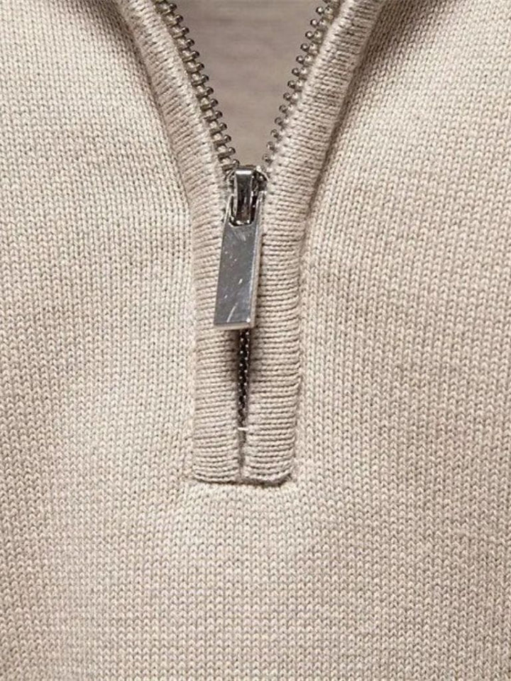 Half-Zip Cardigan Sweater in Solid Colour