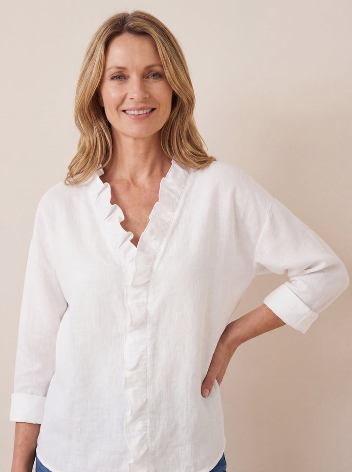 Indie | Blouse with Ruffles, V-Neck and Long Sleeves