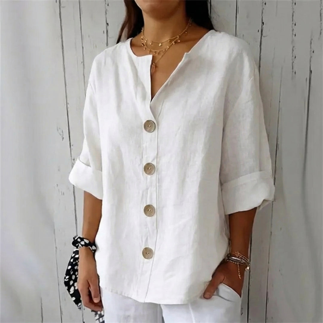 Liora | Women’s V-Neck Button Blouse
