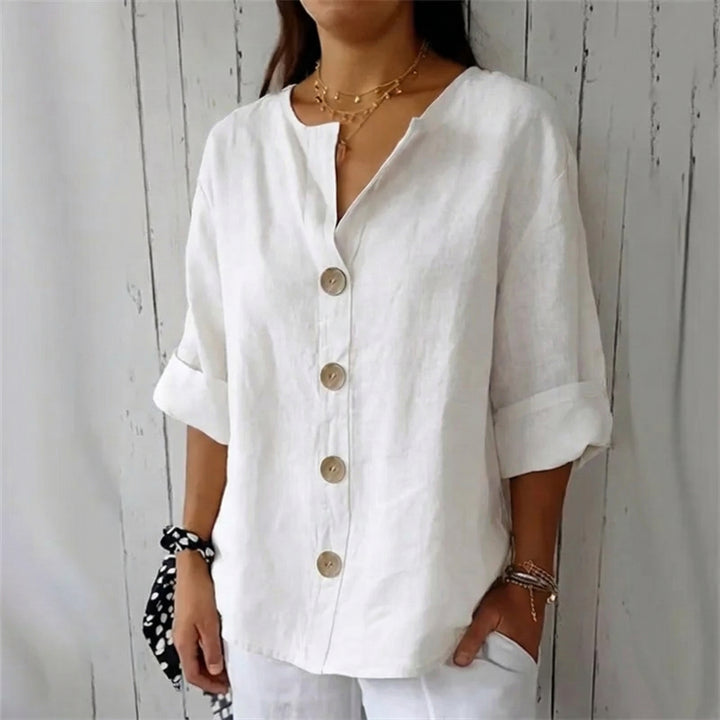 Liora | Women’s V-Neck Button Blouse