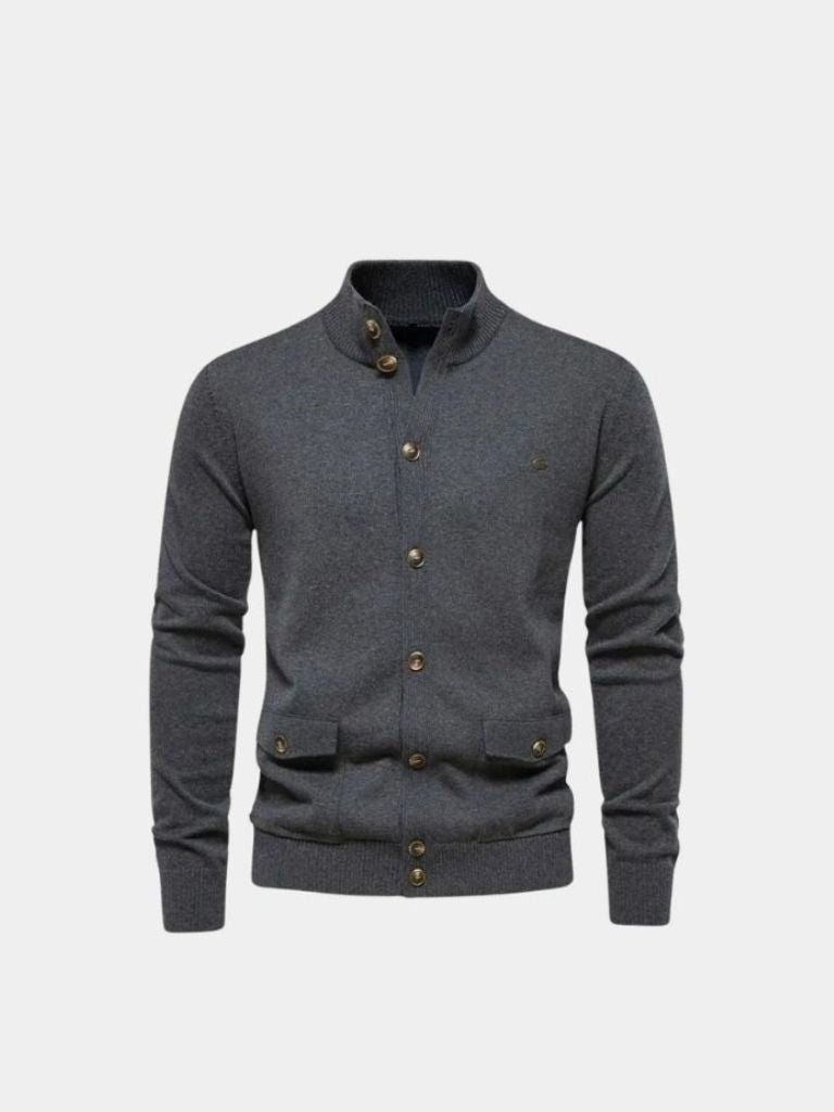Cotton Long Standing Collar Sweater
