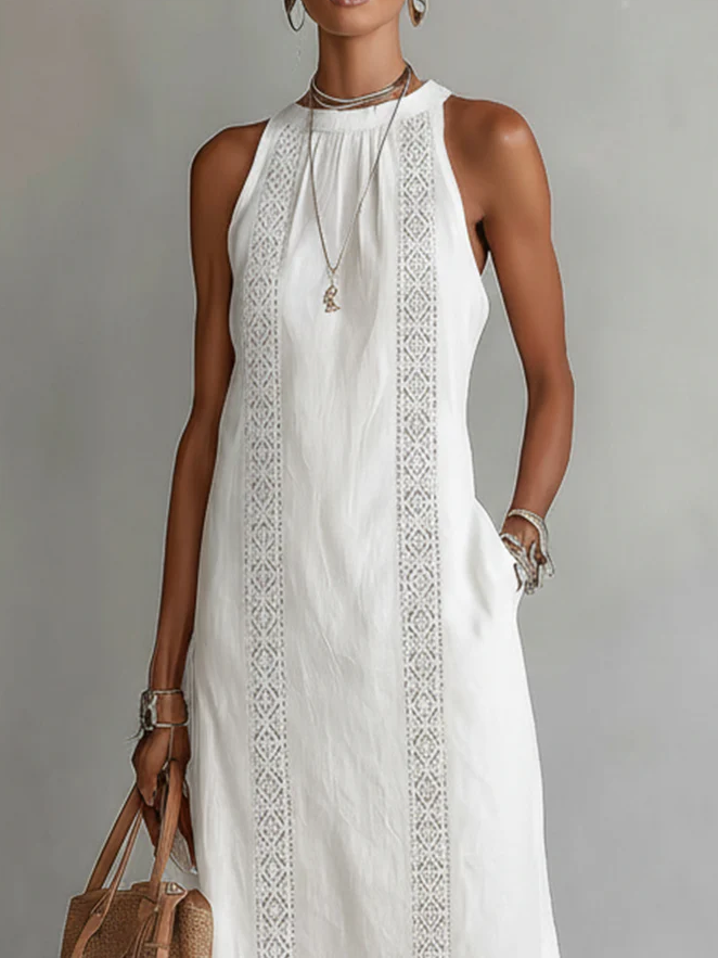 Eugenie | Midi Dress with Mao Collar