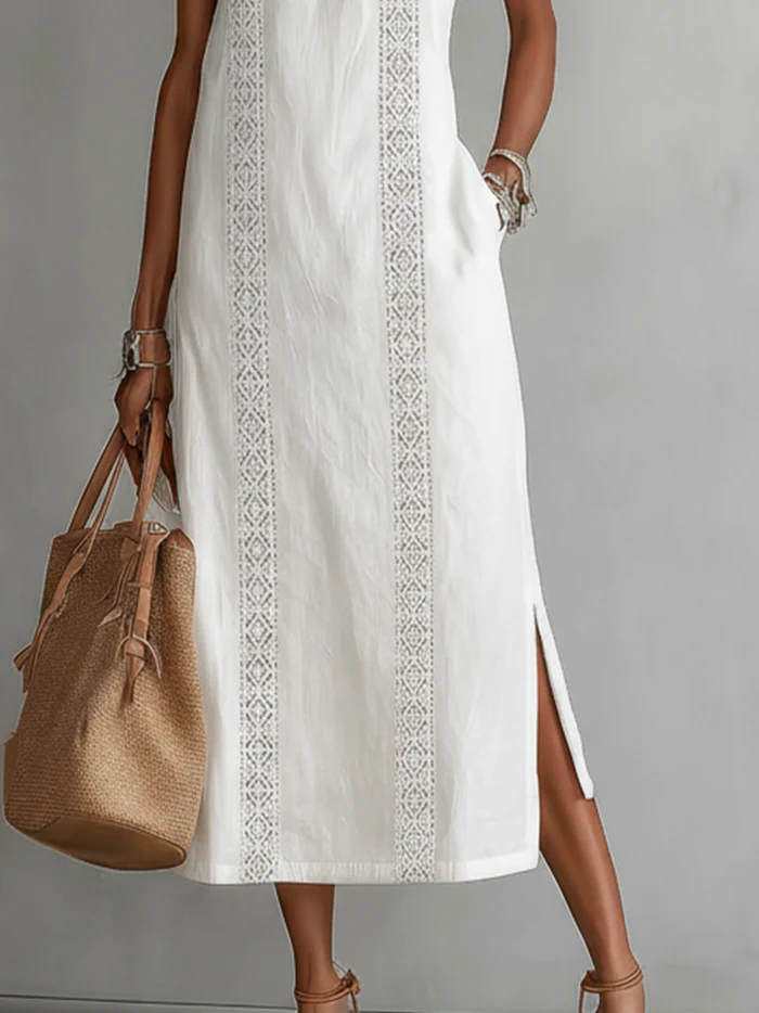 Eugenie | Midi Dress with Mao Collar