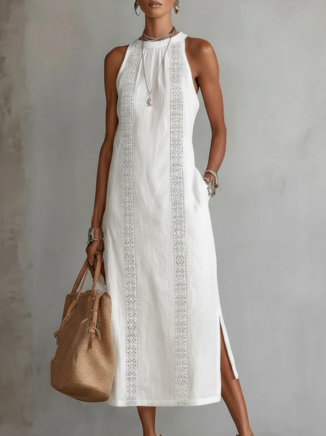 Eugenie | Midi Dress with Mao Collar