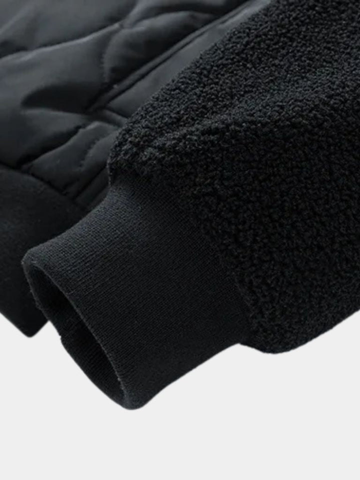 Padded Bomber Jacket with Sherpa Sleeves