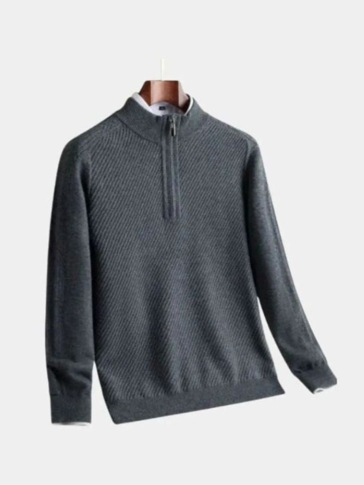 Wool Sweater Stripe Quarter Zip
