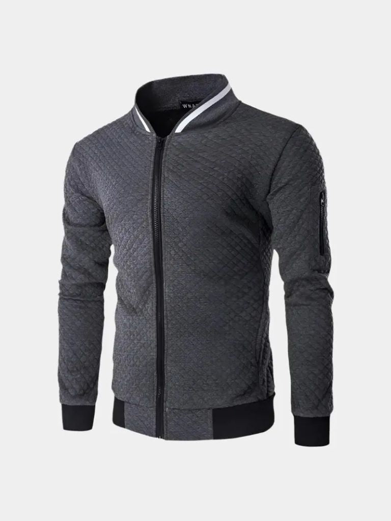 Textured Casual Bomber Jacket