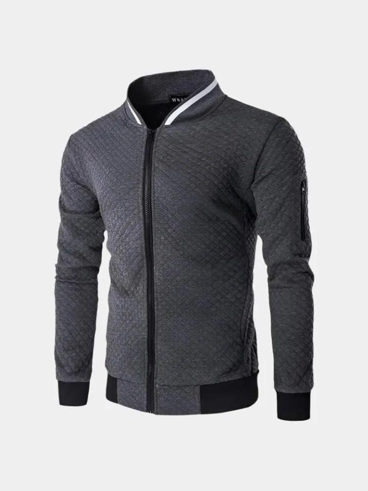 Textured Casual Bomber Jacket