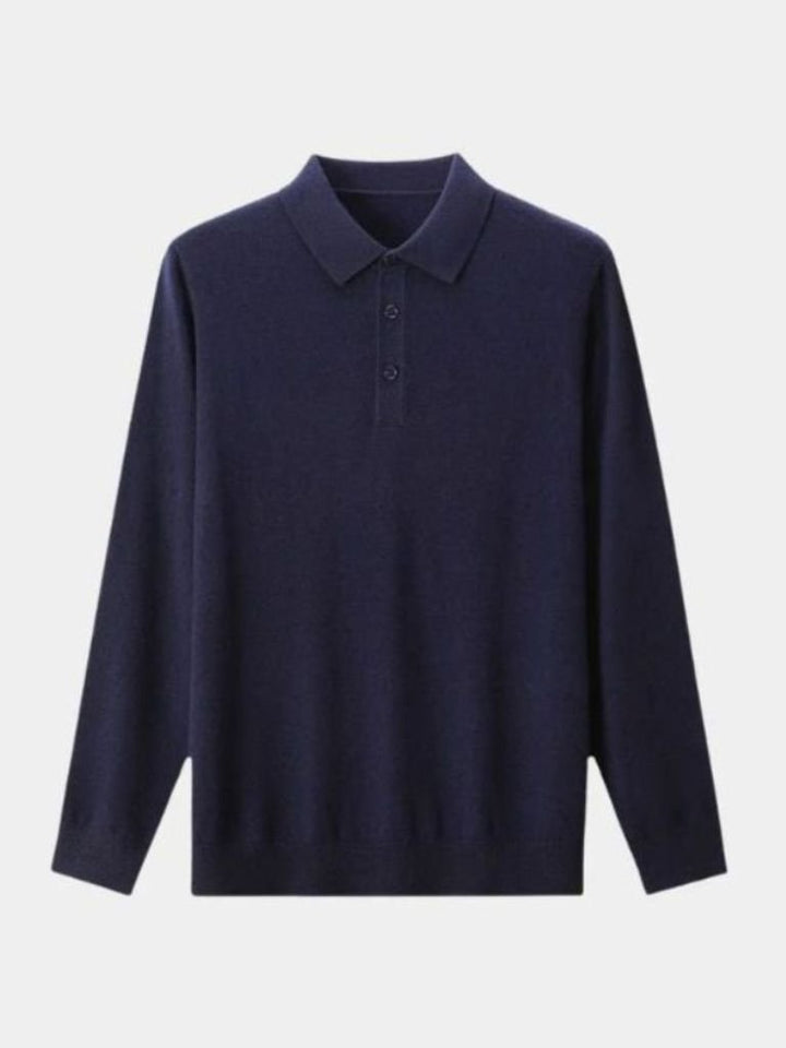 Wool Polo Sweater with Button