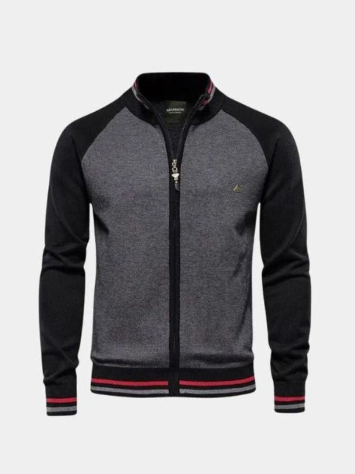 Block Colour Zipped Cardigan Sweater